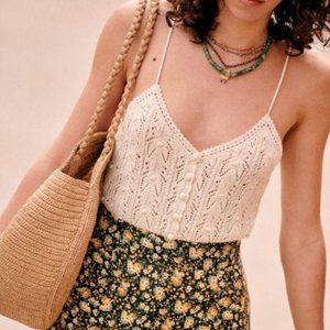 Sezane Cream Lace Tank Top